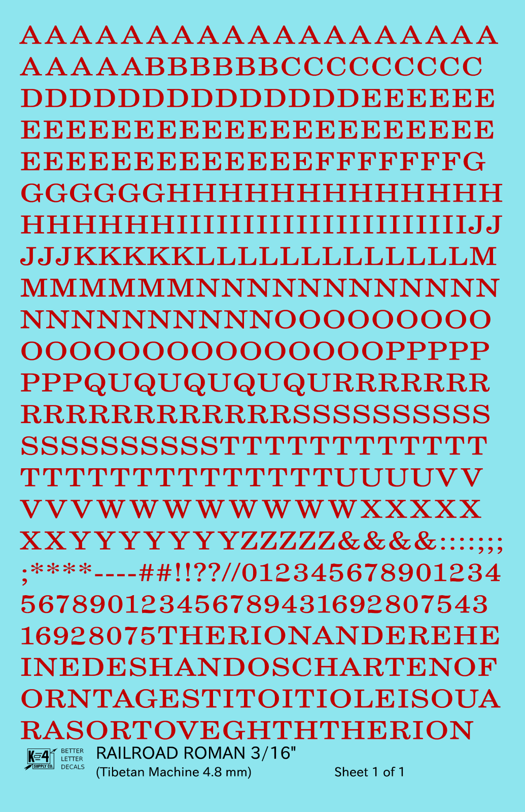 Railroad Roman Letter Number Alphabet