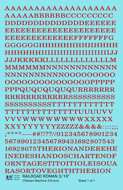 Railroad Roman Letter Number Alphabet