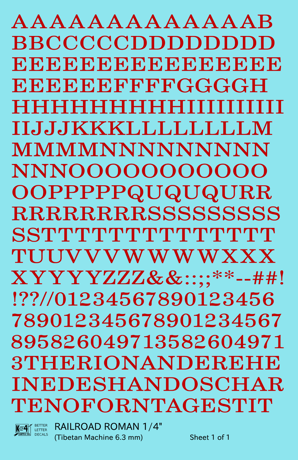 Railroad Roman Letter Number Alphabet