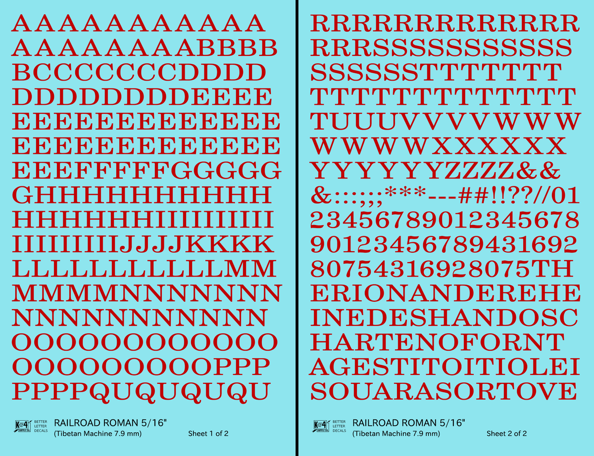 Railroad Roman Letter Number Alphabet