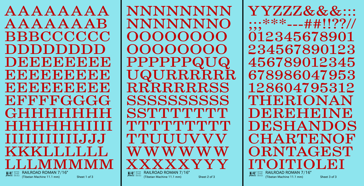 Railroad Roman Letter Number Alphabet