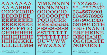 Railroad Roman Letter Number Alphabet