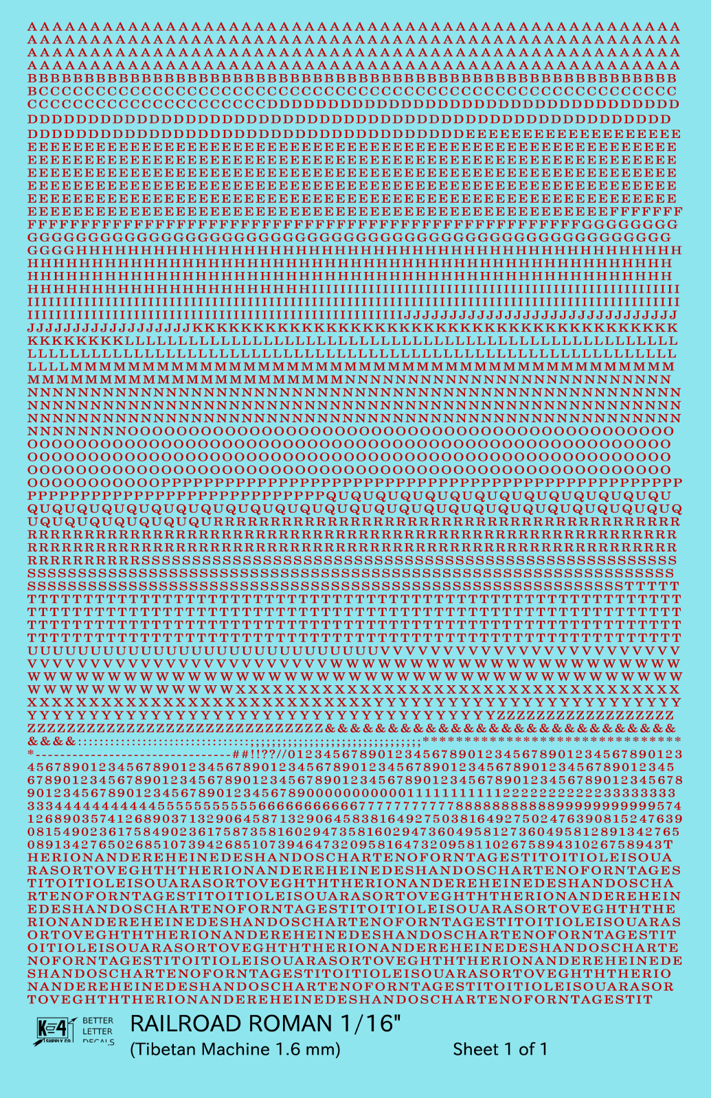Railroad Roman Letter Number Alphabet