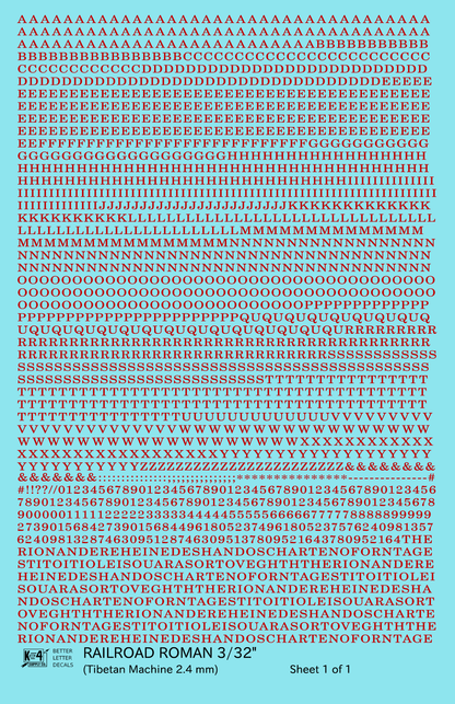 Railroad Roman Letter Number Alphabet