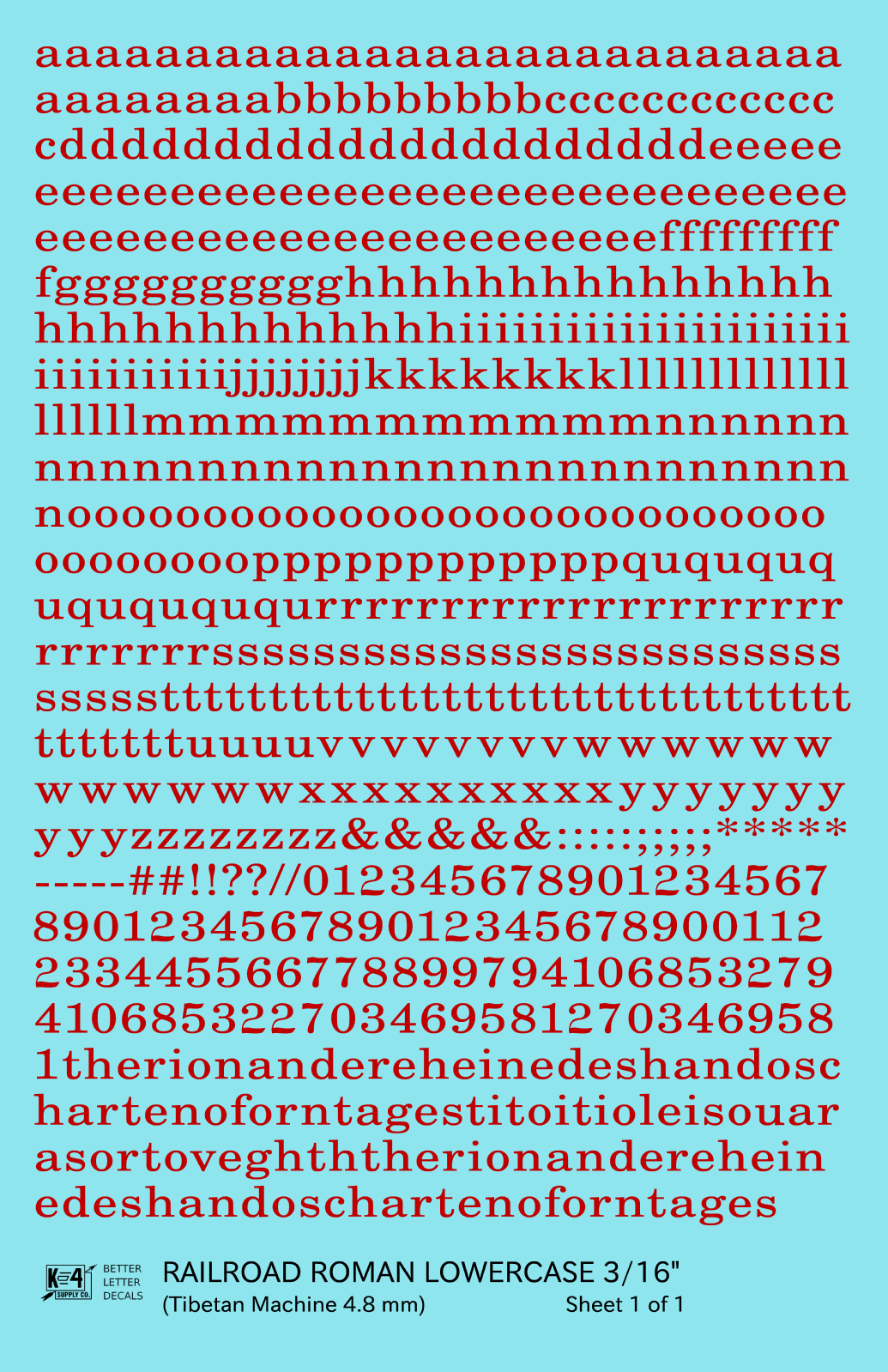 Lowercase Railroad Roman Letter Number Alphabet