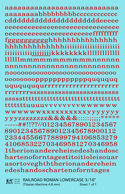 Lowercase Railroad Roman Letter Number Alphabet