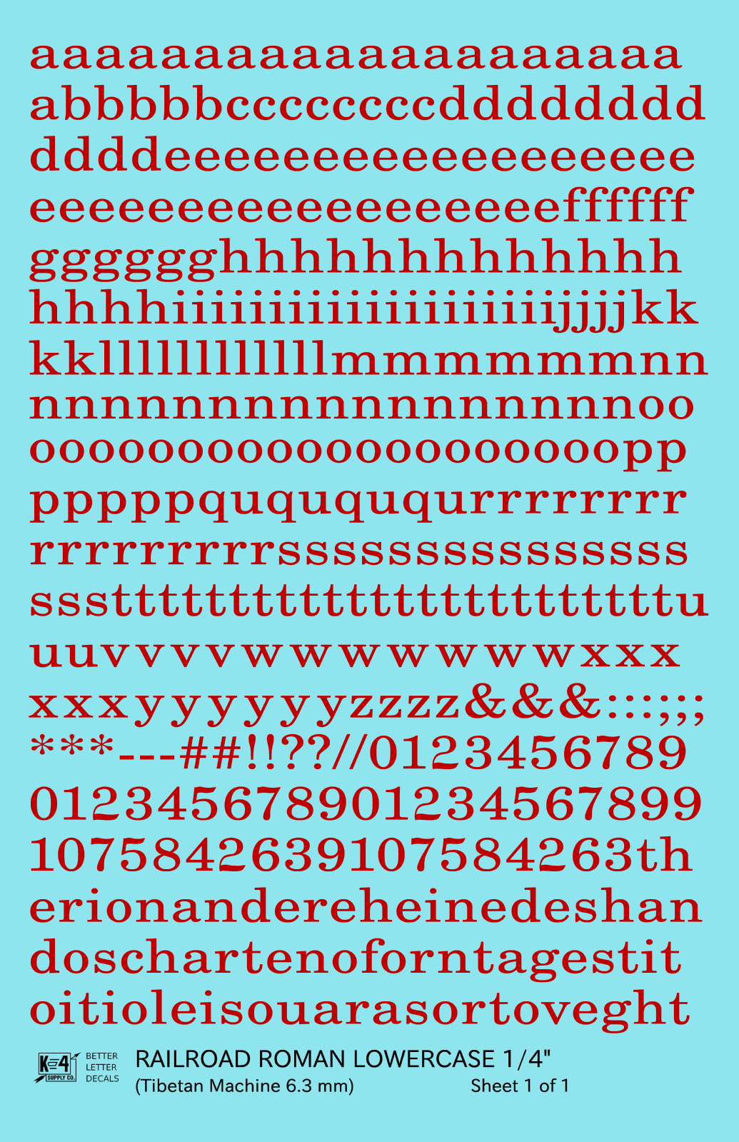 Lowercase Railroad Roman Letter Number Alphabet