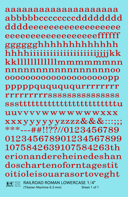 Lowercase Railroad Roman Letter Number Alphabet