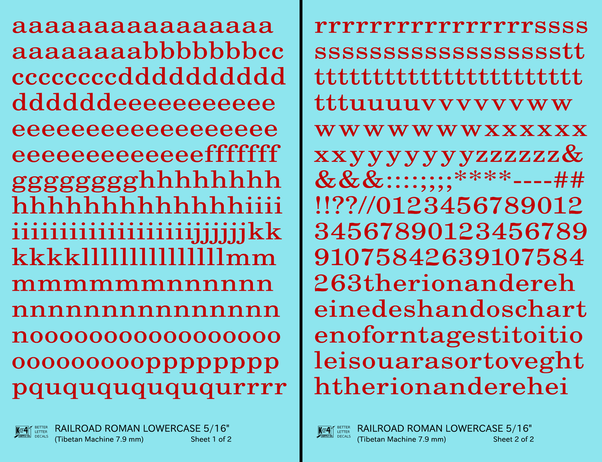 Lowercase Railroad Roman Letter Number Alphabet