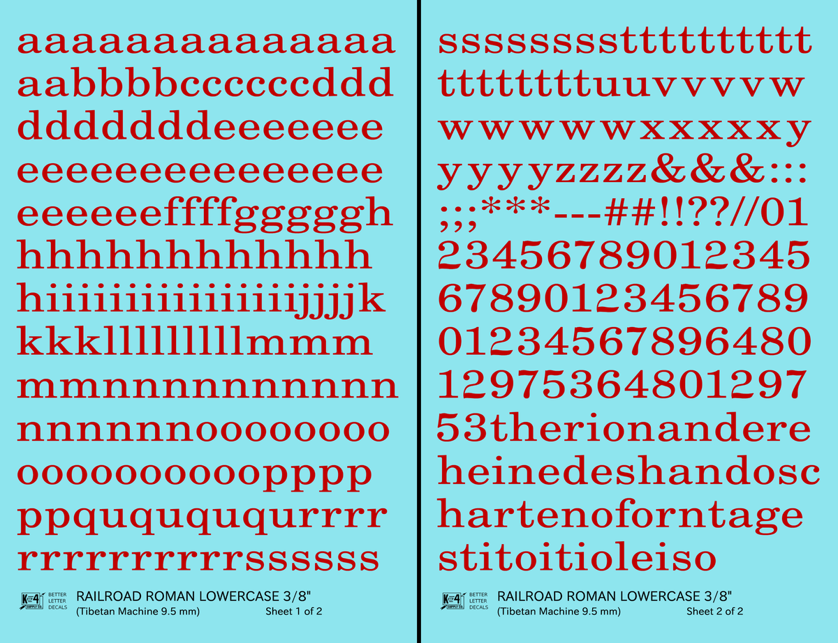 Lowercase Railroad Roman Letter Number Alphabet