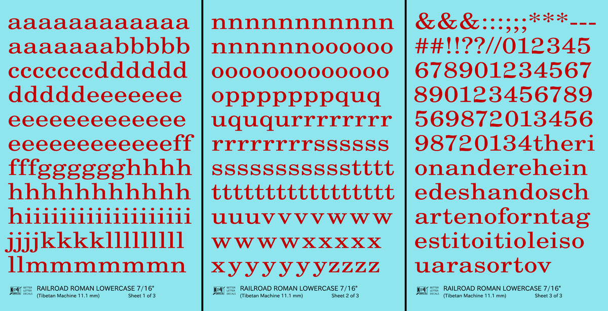 Lowercase Railroad Roman Letter Number Alphabet