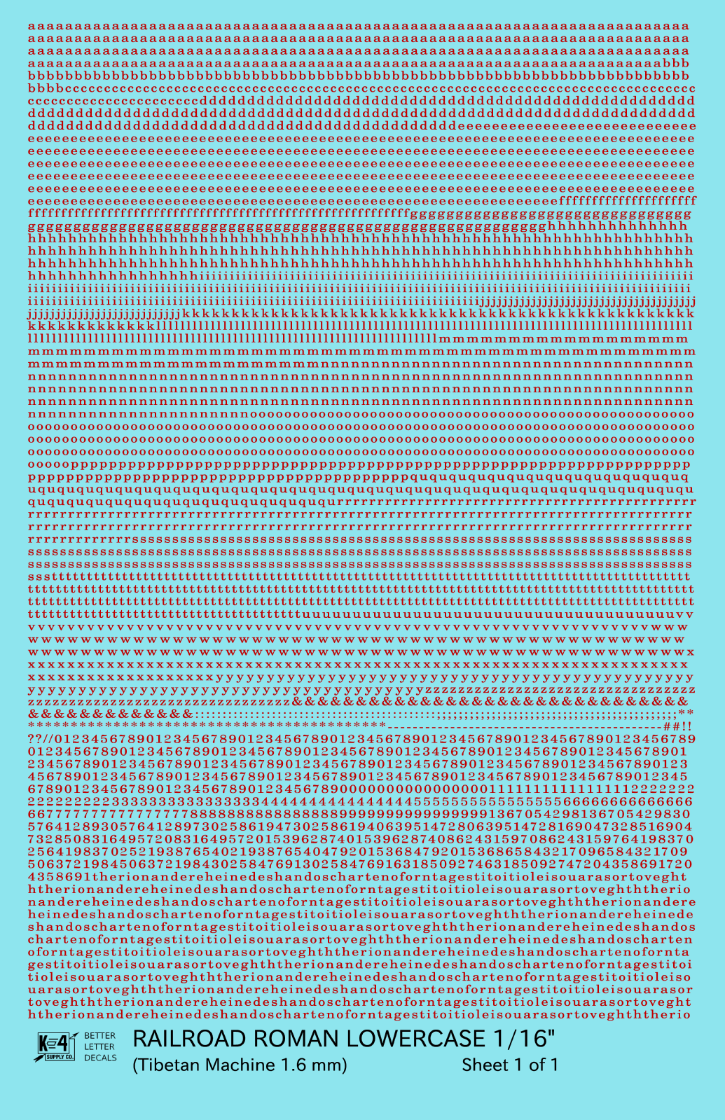 Lowercase Railroad Roman Letter Number Alphabet