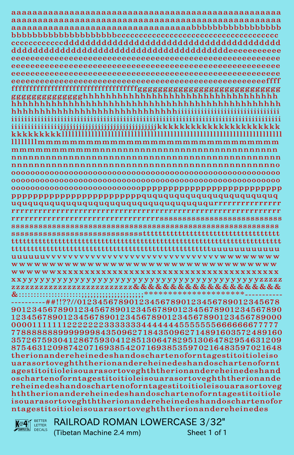 Lowercase Railroad Roman Letter Number Alphabet