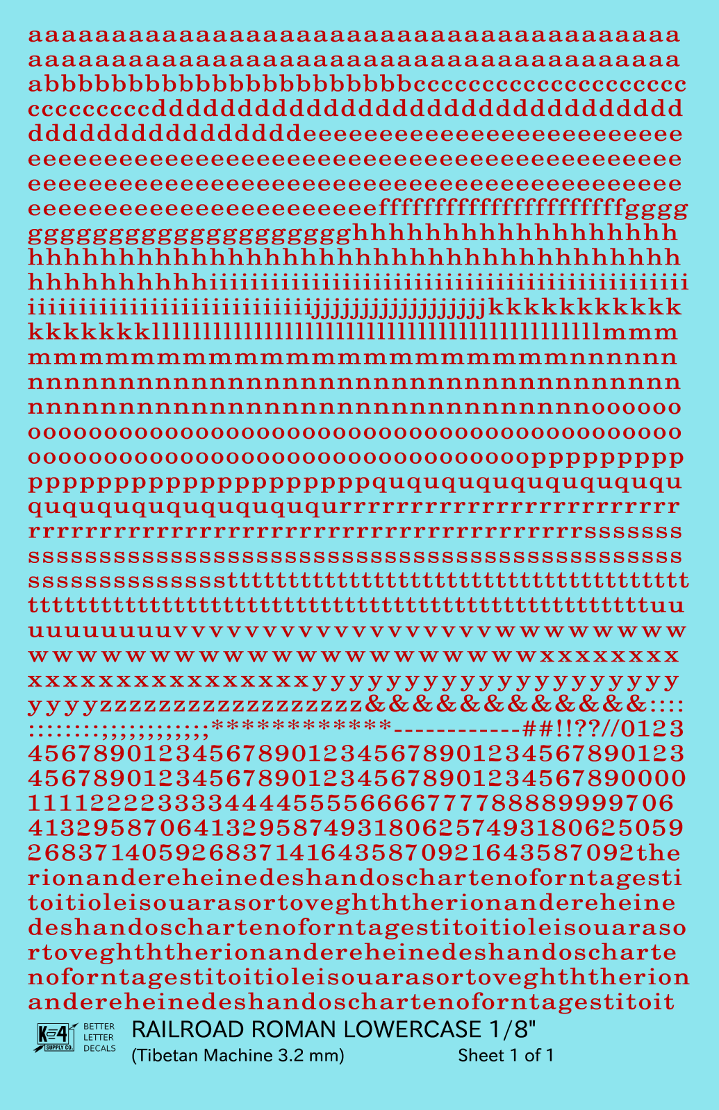 Lowercase Railroad Roman Letter Number Alphabet