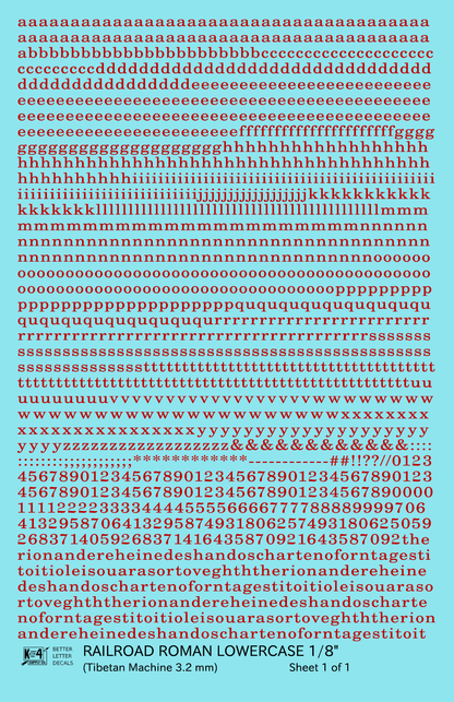 Lowercase Railroad Roman Letter Number Alphabet