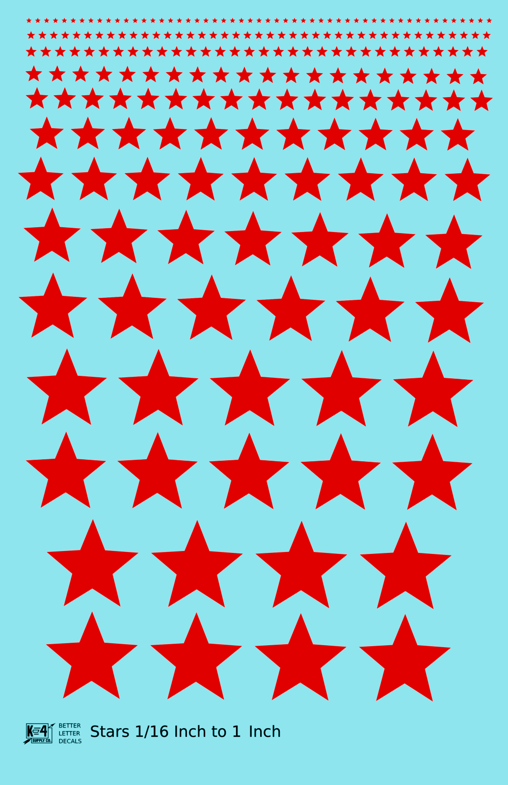 Solid Stars 1/16 Inch to 1 Inch