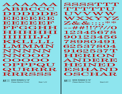 Wide Roman Letter Number Alphabet