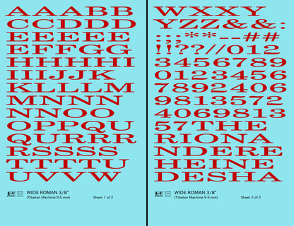 Wide Roman Letter Number Alphabet