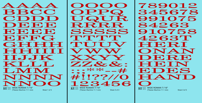 Wide Roman Letter Number Alphabet