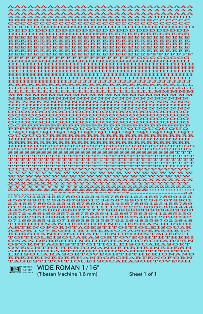 Wide Roman Letter Number Alphabet