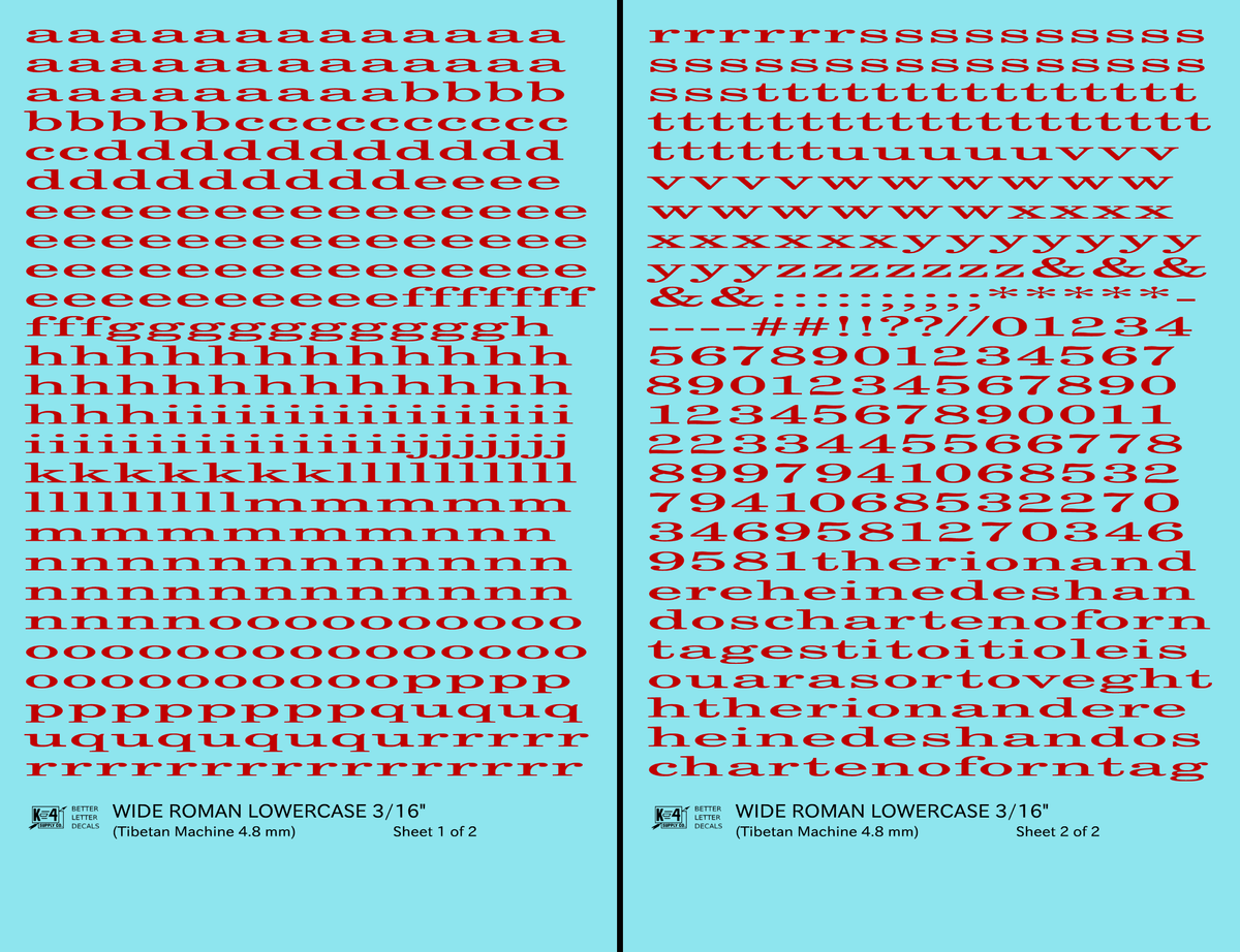 Lowercase Wide Roman Letter Number Alphabet
