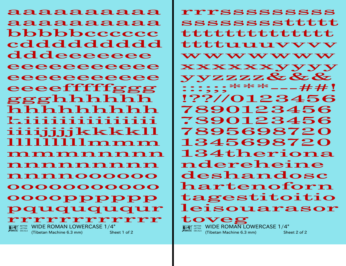 Lowercase Wide Roman Letter Number Alphabet