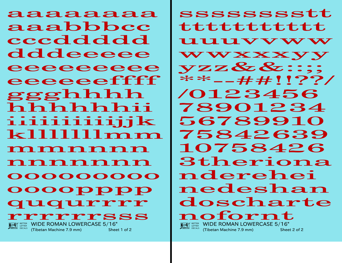 Lowercase Wide Roman Letter Number Alphabet