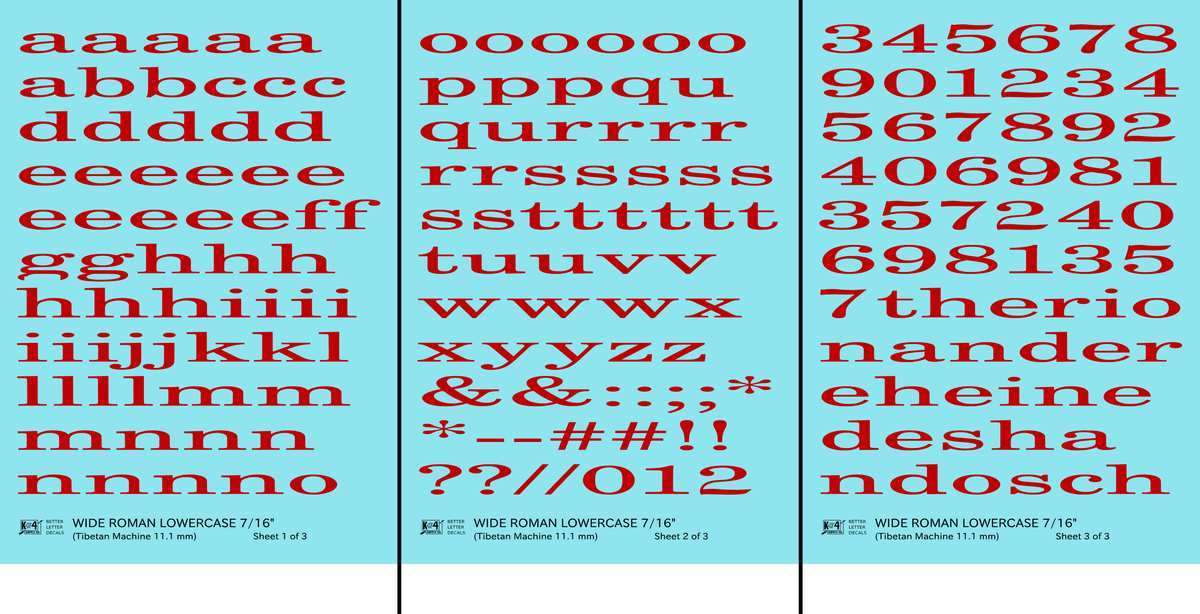 Lowercase Wide Roman Letter Number Alphabet