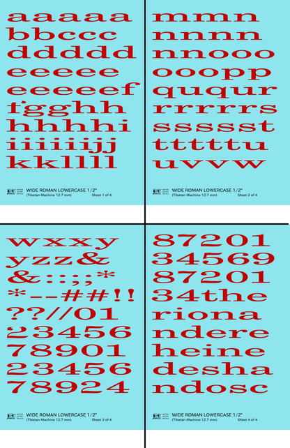 Lowercase Wide Roman Letter Number Alphabet