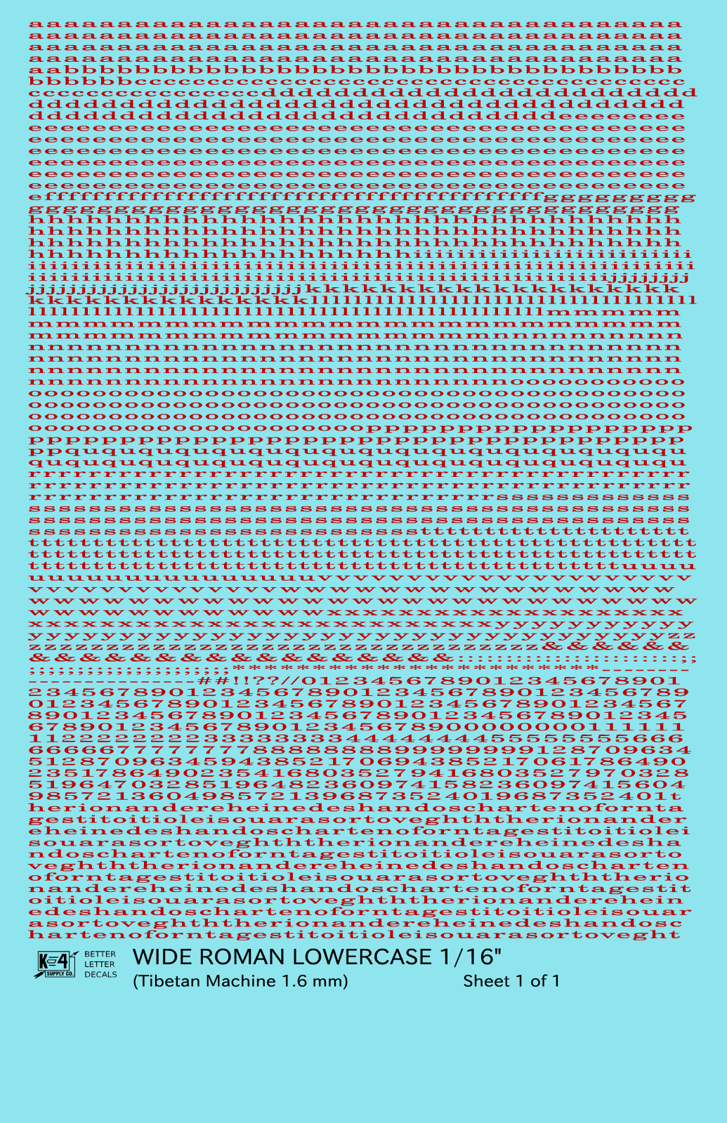 Lowercase Wide Roman Letter Number Alphabet