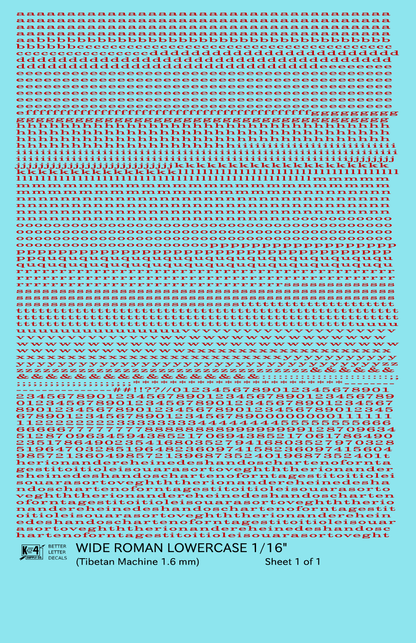 Lowercase Wide Roman Letter Number Alphabet