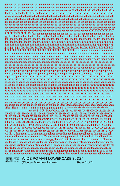Lowercase Wide Roman Letter Number Alphabet