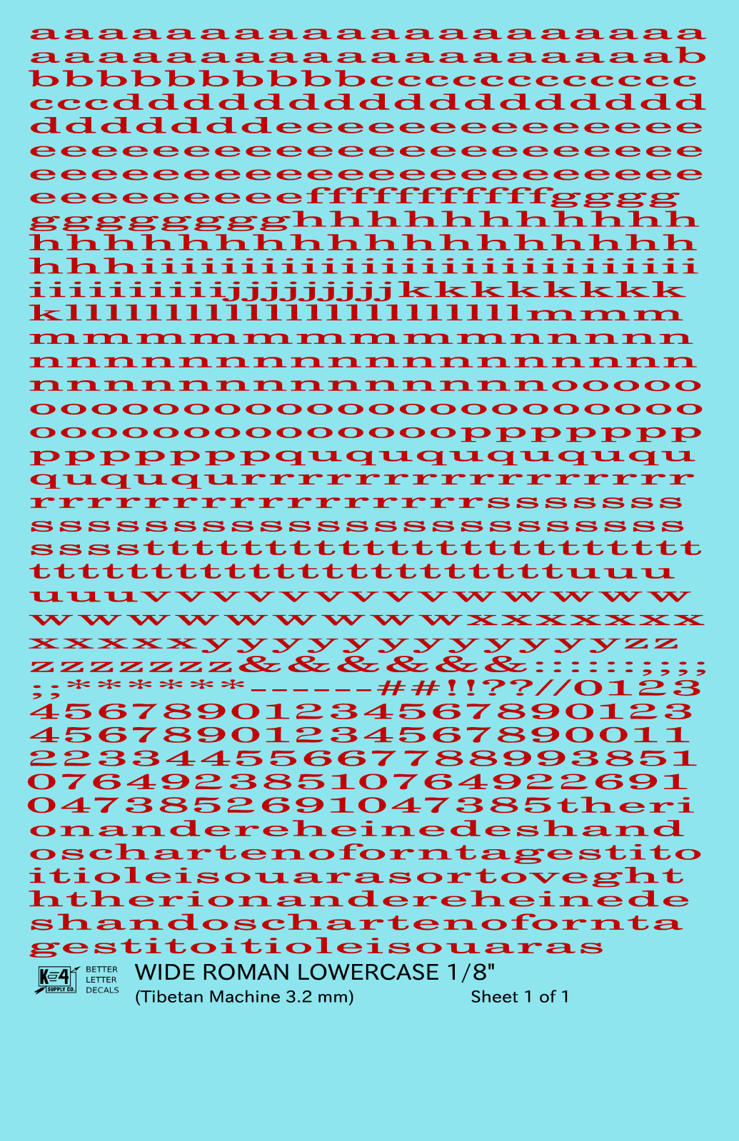 Lowercase Wide Roman Letter Number Alphabet