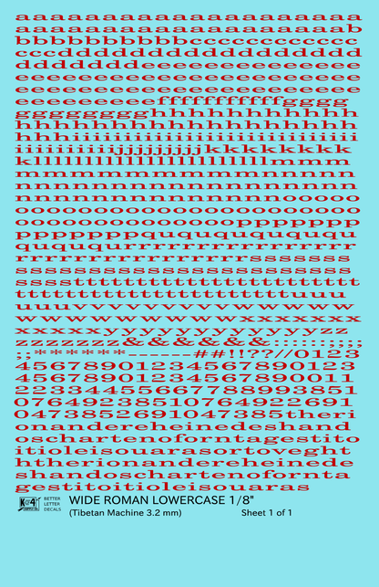 Lowercase Wide Roman Letter Number Alphabet
