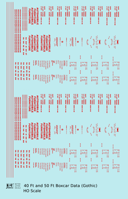 40 To 50 Ft Boxcar Gothic Font Dimensional Data Set