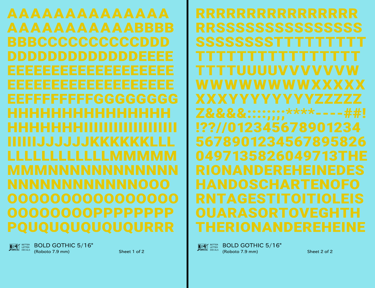 Bold Gothic Letter Number Alphabet