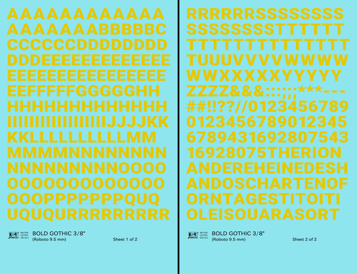 Bold Gothic Letter Number Alphabet