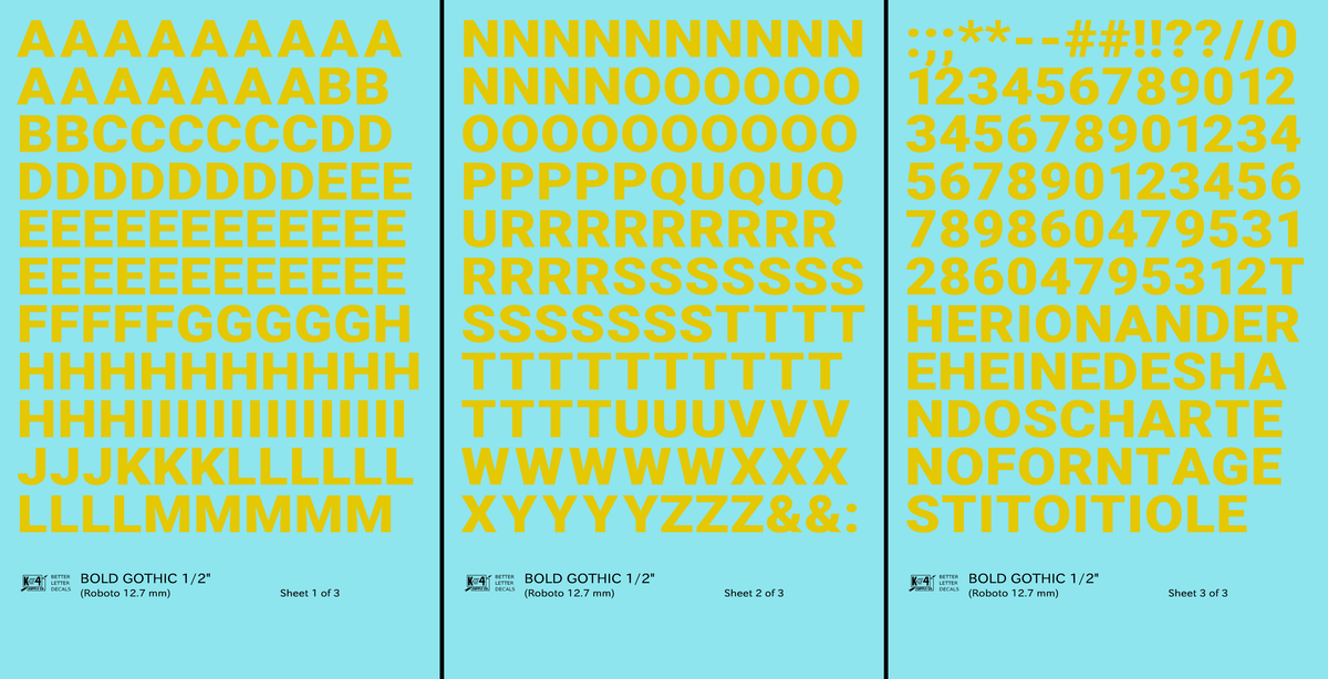 Bold Gothic Letter Number Alphabet