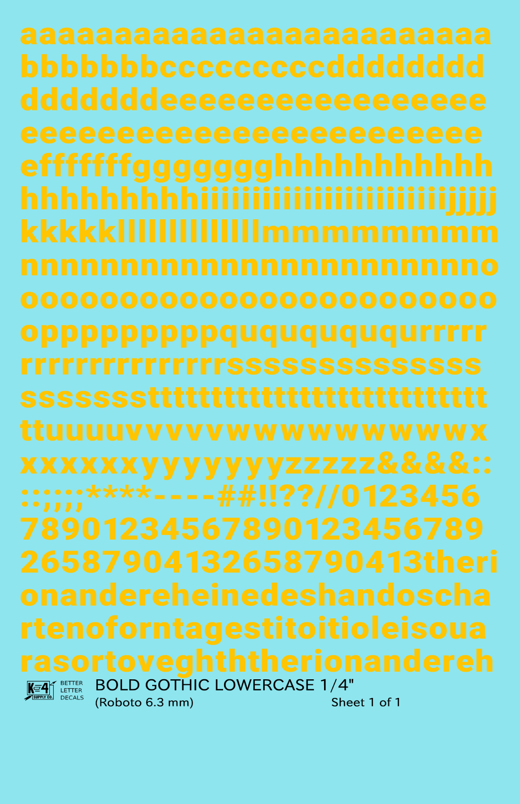 Lowercase Bold Gothic Letter Number Alphabet