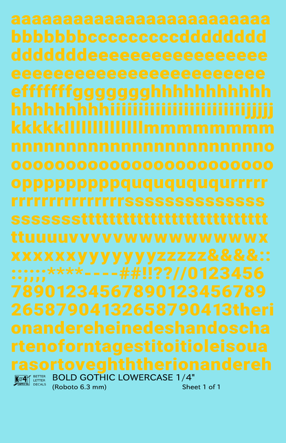 Lowercase Bold Gothic Letter Number Alphabet