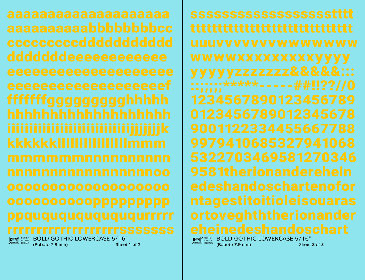 Lowercase Bold Gothic Letter Number Alphabet