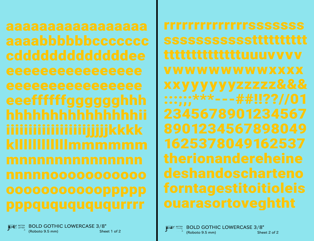 Lowercase Bold Gothic Letter Number Alphabet