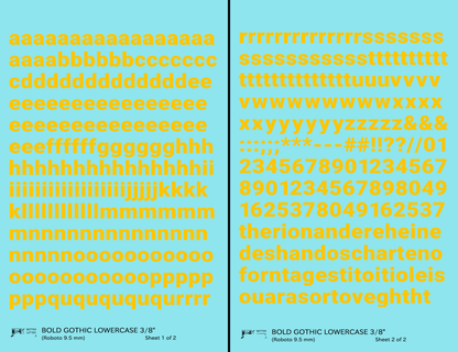 Lowercase Bold Gothic Letter Number Alphabet