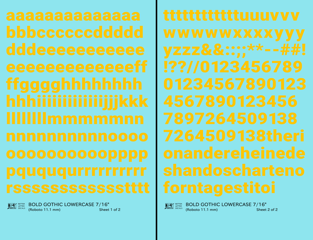 Lowercase Bold Gothic Letter Number Alphabet