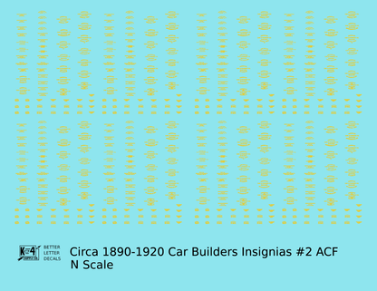 1900 Era ACF Car Builder Insignias