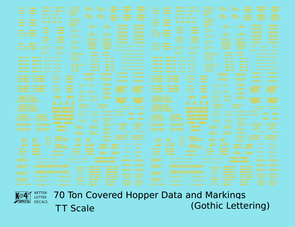 Dimensional and Weight Data 70 Ton Covered Hopper Gothic Font