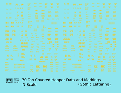 Dimensional and Weight Data 70 Ton Covered Hopper Gothic Font