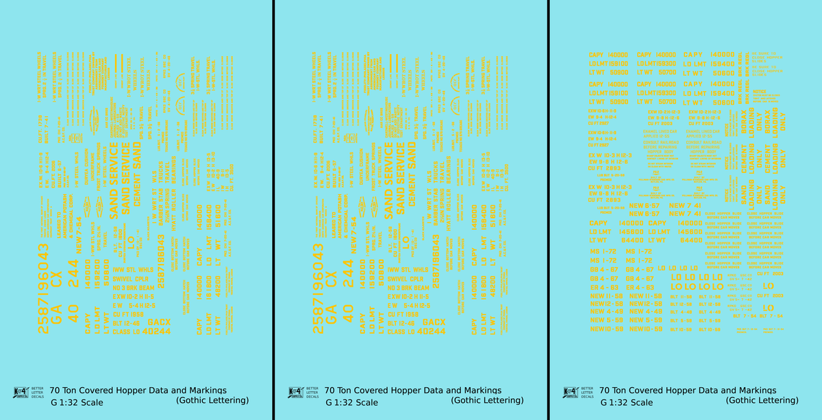 Dimensional and Weight Data 70 Ton Covered Hopper Gothic Font