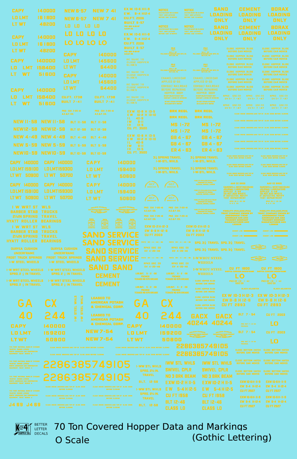 Dimensional and Weight Data 70 Ton Covered Hopper Gothic Font