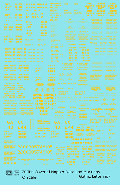 Dimensional and Weight Data 70 Ton Covered Hopper Gothic Font
